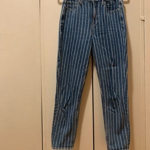 Blue Pinstripe Mom Jean